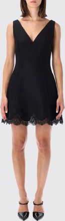 Valentino Garavani Mini abito A-line in lana e seta con inserti in pizzo
