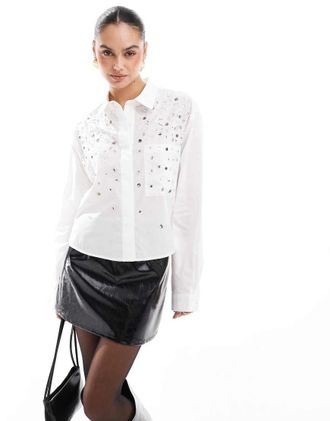 Asos shirt with embellished detail in white