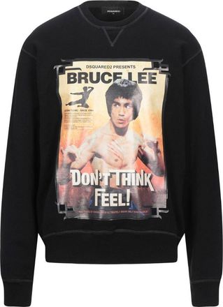 Dsquared2 Mens Bruce Lee Dont Think Feel Black Sweater Cotton - Size Medium
