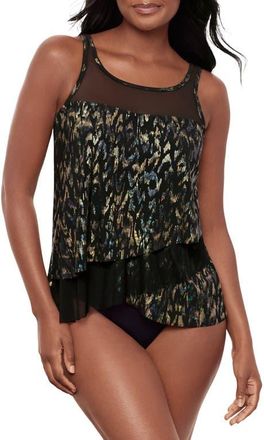 Miraclesuit Sparkle Plenty Mirage Tankini Top in Black Multi at Nordstrom, Size 10