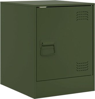 vidaXL Mesita de noche acero verde oliva 34,5x39x44 cm Vidaxl