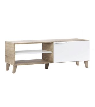 Home Heavenly Home Heavenly - Mueble Tv 130 Cm Kika. Mueble De Sal&oacute;n Para Televisi&oacute;n, Reversible, Dise&ntilde;o Moderno Lineal. Color: Roble Canadian - Blanco Brillo