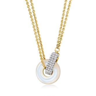 Ross-Simons Mother-Of-Pearl Circle Necklace With Lab-Grown Diamonds in 18kt Gold Over Sterling