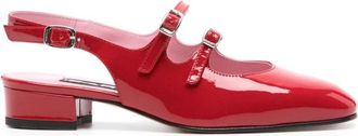 Carel Rode Glanzende Pumps met Dubbele Gespsluiting bij de Enkel van Carel - Dames - Pumps - Rood - 40 EU - Leer - Schoenen