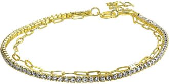 Candela Jewelry Cubic Zirconia & Link Chain Layered Bracelet in Gold at Nordstrom Rack