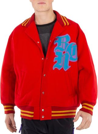 Kolor Beacon Mens Red Stadium Varsity Blouson Jacket, Brand Size 1 (Small)