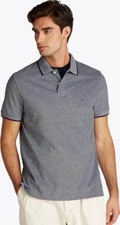 Tommy Hilfiger Mens Tommy Hilfiger Oxford Two Tone Tipped Mens Polo - Blue/Black - Size: 40