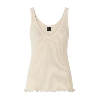 Pinko Sleeveless Tops, female, White, Size: S Ribbed Tank Top