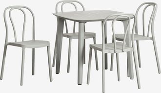 Sklum Sklum - Set De Mesa Cuadrada En Polietileno (85x85 Cm) Scand Y 4 Sillas De Jard&iacute;n Apilables Mizzi