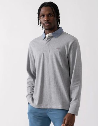 GANT Mens GANT Mens Regular Fit Chambray Heavy Rugger - 93 Grey Melange - Size: 38
