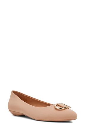 Anne Klein Oswego Pointed Toe Flat in Beige Stretch at Nordstrom, Size 7.5