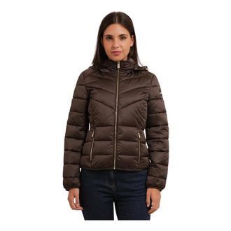 Yes-Zee YES Zee, Jassen, Dames, Bruin, S, Leer, Gewatteerde jas met capuchon
