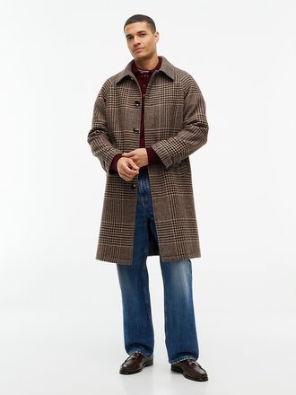 Tommy Hilfiger Mens Houndstooth Check Wool-Blend Coat - Dark Coffee - XXXL