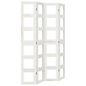vidaXL Vidaxl - Biombo Separador De 4 Paneles Madera Maciza Paulownia Blanco