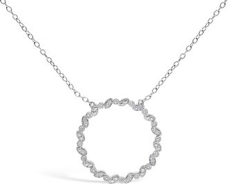 House of Brilliance 925 Sterling Silver 1/7 Cttw Lab Grown Diamond Beaded Love Circle Pendant Necklace
