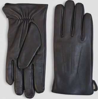 Infinity Leather Mens Brown Italian Leather Warm Wool Lining Winter Riding Driving Casual Gloves