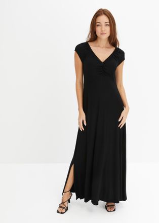 Bonprix Maxikleid BONPRIX, Damen, Gr. 36/38 (S), N-Gr, schwarz, Obermaterial: 95% Viskose, 5% Elasthan, loose fit, Kleider Maxikleid, f&uuml;r modernen Look, aus V