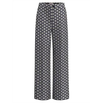 Marella Gedrukte Twill Broek - Dames - Broeken - Blauw - Maat: XS Poliester