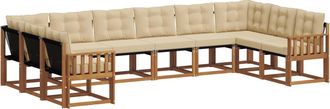 vidaXL Conjunto De Sof&aacute;s De Exterior 10 Uds. Natural Y Beige Vidaxl