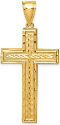Diamond2Deal 14k Yellow Gold Large Diamond-cut Cross Pendant