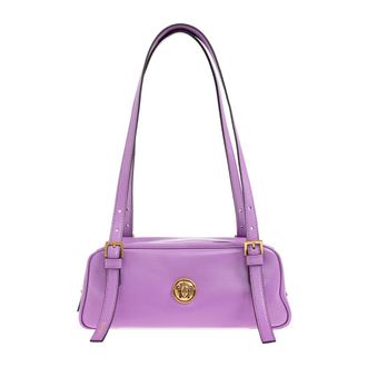 Versace Shoulder Bags, female, Purple, Size: ONE SIZE Embl&egrave;me Bowling Bag