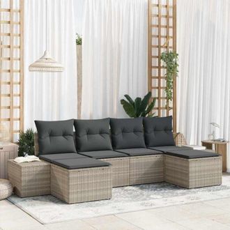 vidaXL Vidaxl - Conjunto De Sof&aacute; De Jard&iacute;n 6 Pcs Gris Claro 184 X 62 X 85 Cm