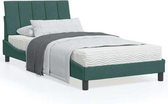 vidaXL Cama Con Colch&oacute;n Terciopelo Verde Oscuro 100x200 Cm Vidaxl