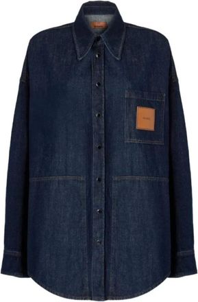 Missoni Denim Shirts, female, Blue, Size: M Cotton Denim Overshirt with Logo Patch