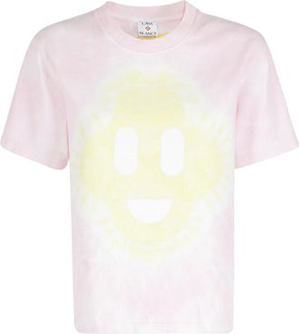 Casablanca Tie-dye T-shirt met Smiley-motief - Dames - T-shirts - Roze - S - Katoen - Tops