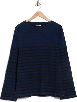 Buck Mason Stripe Cotton Crewneck Polo in Indigo Engineer Stripe at Nordstrom Rack, Size X-Large