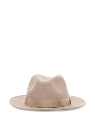 Borsalino Federico ribbon-trim hat - men - Wool Felt - 58 - Neutrals