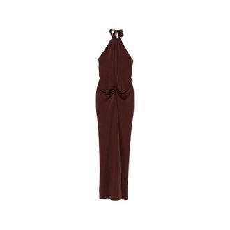 Raquel Diniz Gowns, female, Brown, Size: M Halterneck Gown
