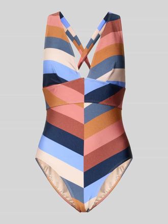 Barts Badeanzug im Allover-Look mit V-Ausschnitt in Blau, Gr&ouml;&szlig;e 36