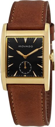 Movado Heritage Black Dial Brown Leather Mens Watch 3650043