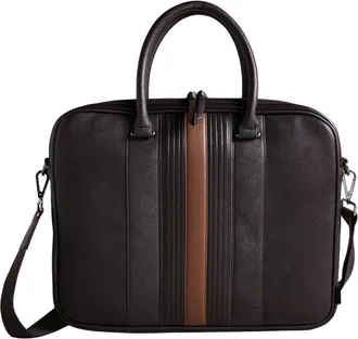Ted Baker Never Striped Pu Bruine Documenten Laptoptas