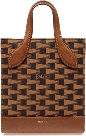 Bally mini Pennant-print tote bag - women - Polyurethane/Bovine Leather (top grain) - OS - Brown