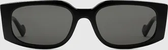 Gucci Rectangular-frame Sunglases, Black