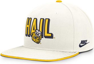Nike Michigan Legacy Letter & Mascot Pro Nike Mens Dri-FIT College Adjustable Hat in White | NC120KGXMWV-207
