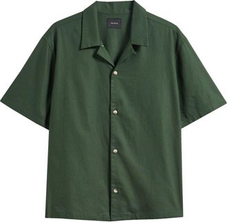 PacSun Elai Cotton & Linen Camp Shirt in Green at Nordstrom, Size X-Large