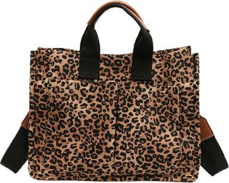 Generic Canvas Handbag with Pockets Leopard Print Crossbody Bag Work Bags Casual Briefcase for Women Travel Office School (Brown)