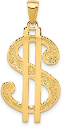 Diamond2Deal 14k Yellow Gold Gold Polished and Textured Dollar Sign Pendant
