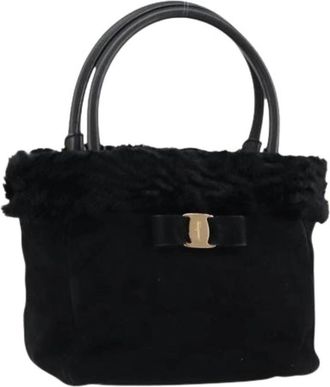 Ferragamo Pre-owned Su&egrave;de Handtas - Dames - Vintage Handtas - Zwart - ONE Size - Su&egrave;de - Vintage