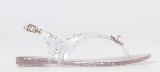 Casadei Sandalo ad infradito in pvc glitter con strass e perle sintetiche