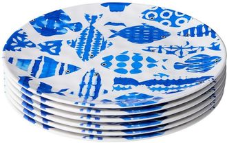 Certified International Fish Tale Melamine Set Of 6 Dinner Plates