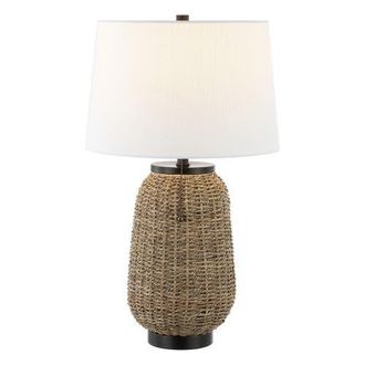 Jonathan Y Designs Chakrii Rustic Bohemian Iron/Rattan LED Table Lamp with Pull-Chain in Dark Brown at Nordstrom
