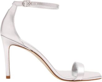 Stuart Weitzman Womens Nunakedcurve Leather Sandals In Silver