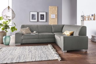 Domo Collection Ecksofa »Anzio in kubischer Formensprache, flache Armlehnen, L-Form« Wahlweise mit Bettfunktion und Federkern für hohen Sitzkomfort