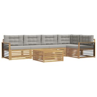 vidaXL Conjunto De Sof&aacute;s De Exterior 6 Pcs Blanco Y Gris Claro Vidaxl