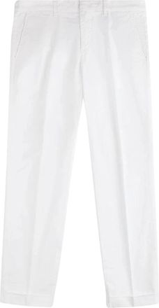 Fay Suit Trousers, male, White, Size: W32 Pantaloni Slim Fit in Gabardine Stretch