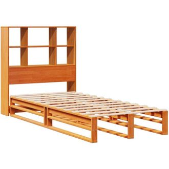 vidaXL Cama Con Estanter&iacute;a Sin Colch&oacute;n Madera Maciza Marr&oacute;n 100x200 Cm Vidaxl
